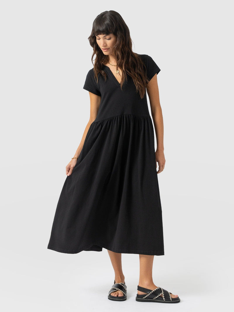 Bonnie V Neck Dress - Black - Women's Dresses | Saint and Sofia® USA