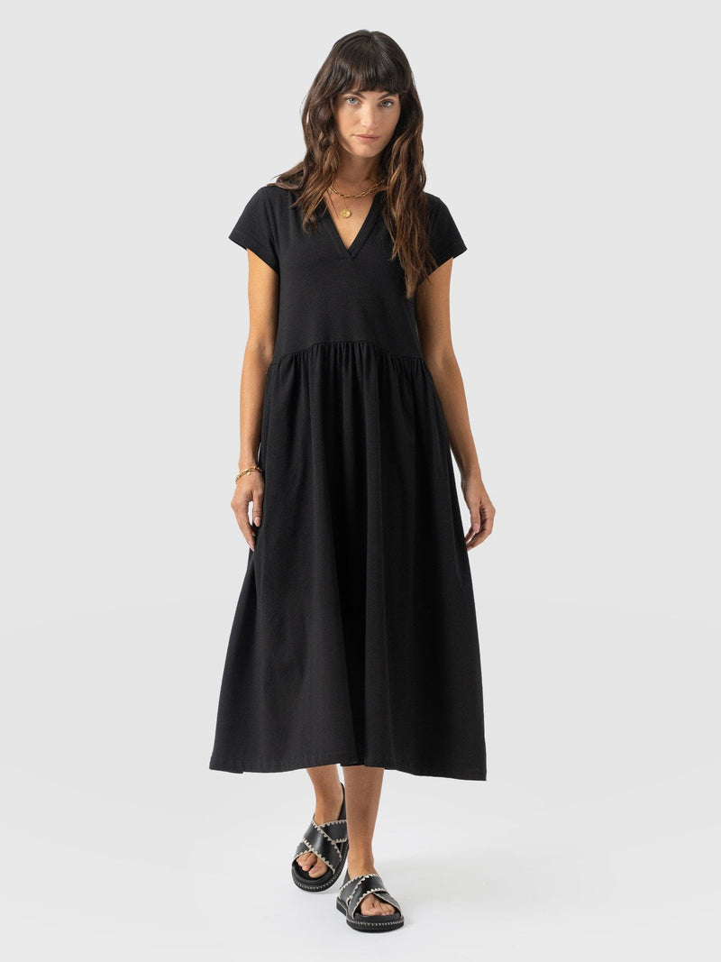 Bonnie V Neck Dress - Black - Women's Dresses | Saint and Sofia® USA