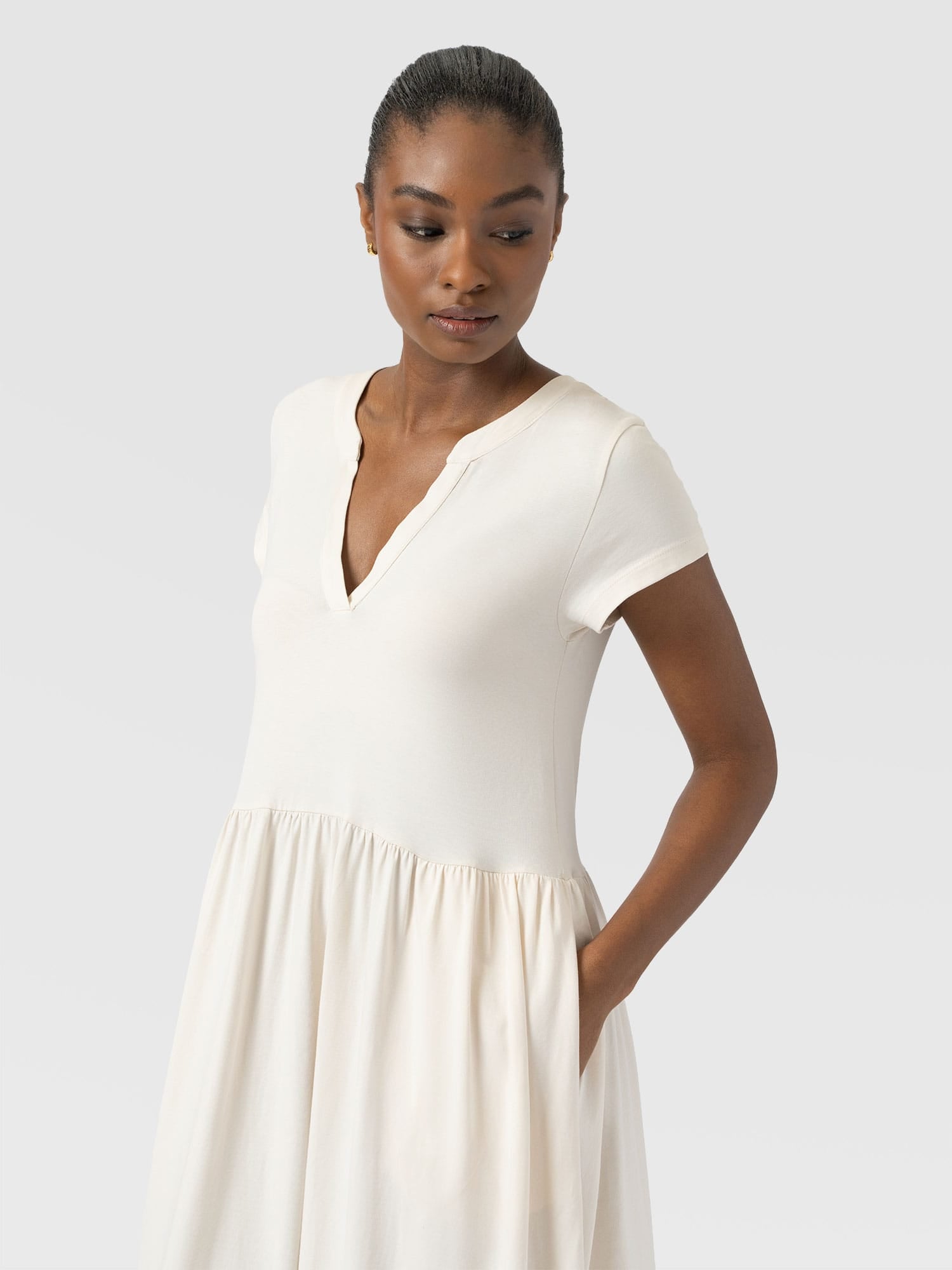 Bonnie V Neck Dress - Cream - Women's Dresses | Saint + Sofia® USA