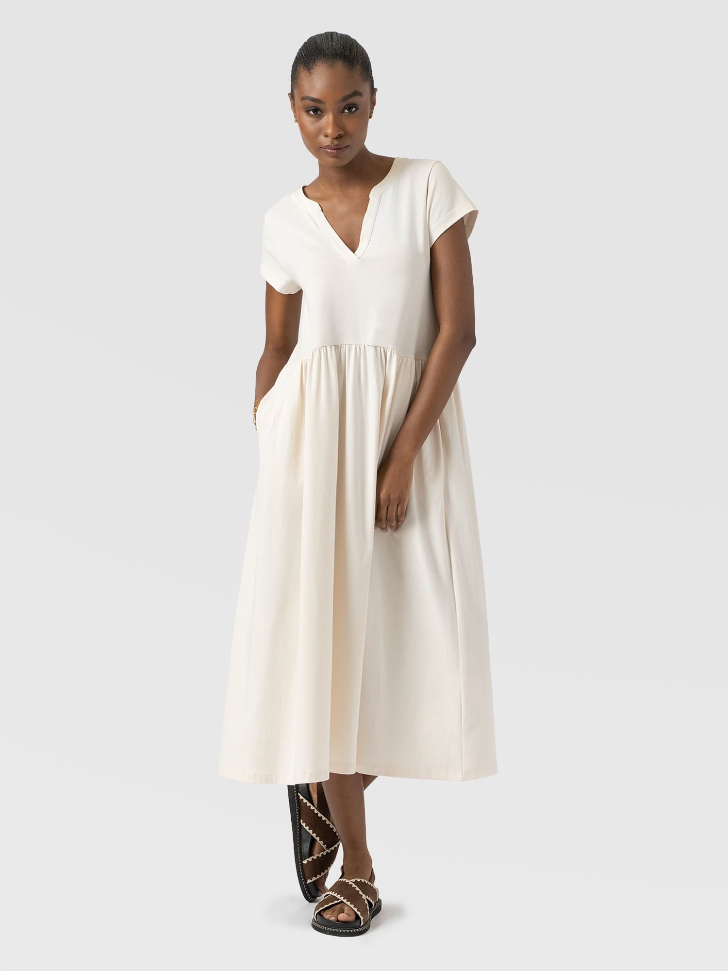 Bonnie V Neck Dress - Cream - Women's Dresses | Saint + Sofia® USA