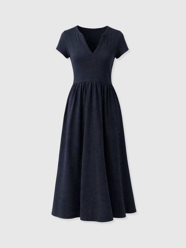 Adaline Zip Up Dress - Black Polka Dot - Women's Dresses