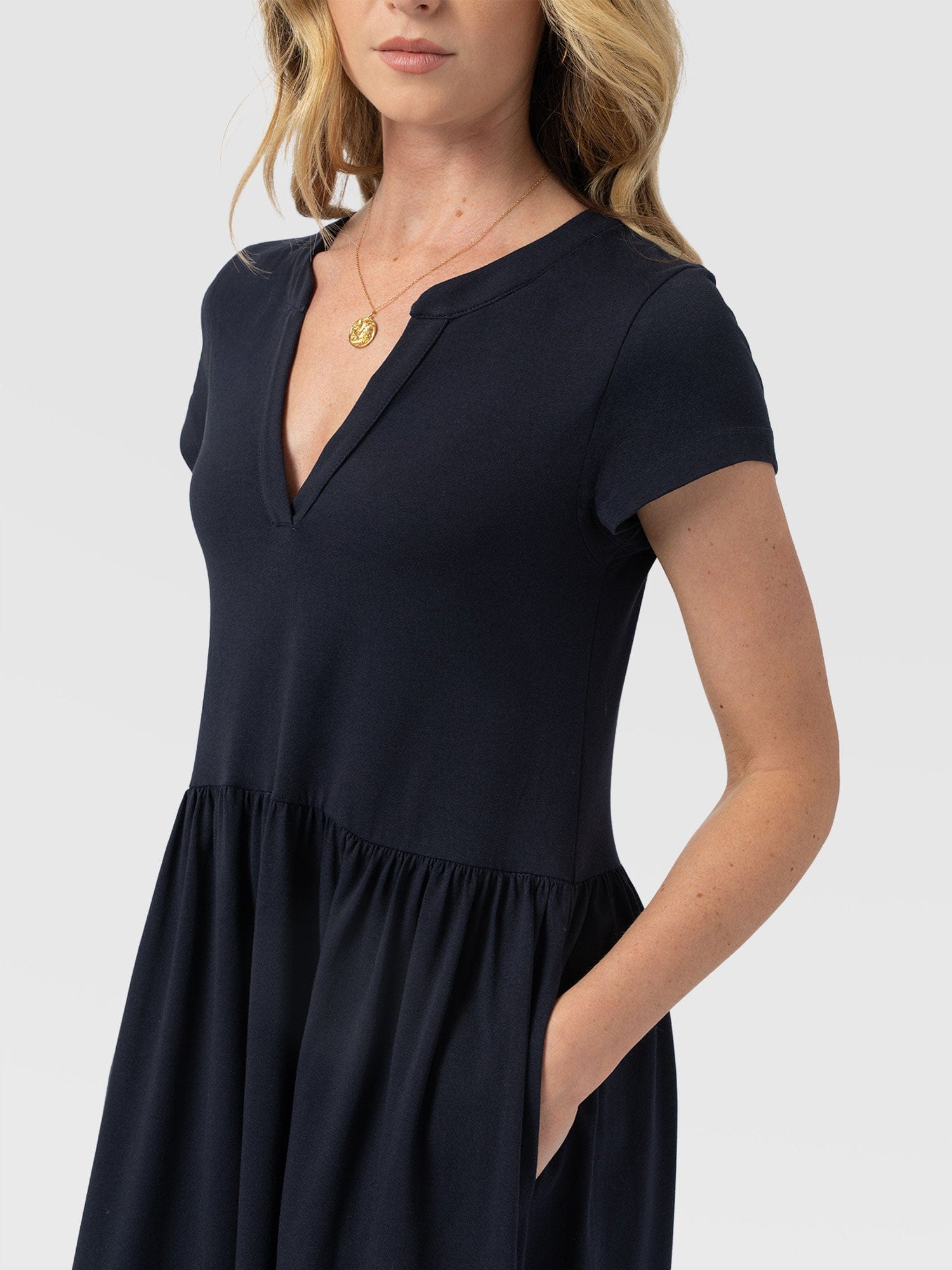 Bonnie V Neck Dress - Navy - Women's Dresses | Saint + Sofia® USA
