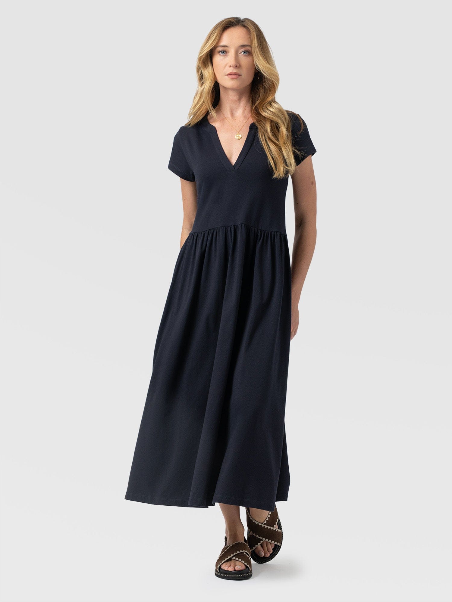 Bonnie V Neck Dress - Navy - Women's Dresses | Saint + Sofia® USA