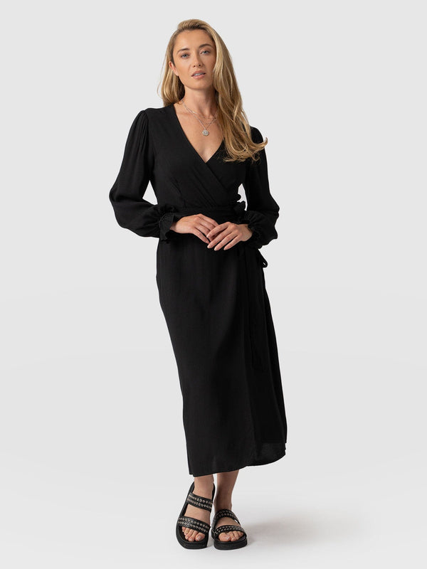 Bonnie Wrap Dress Black - Women's Dresses | Saint + Sofia® USA