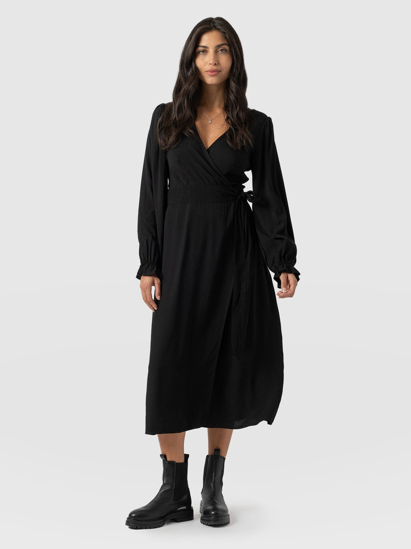 Bonnie Wrap Dress Black - Women's Dresses | Saint + Sofia® USA