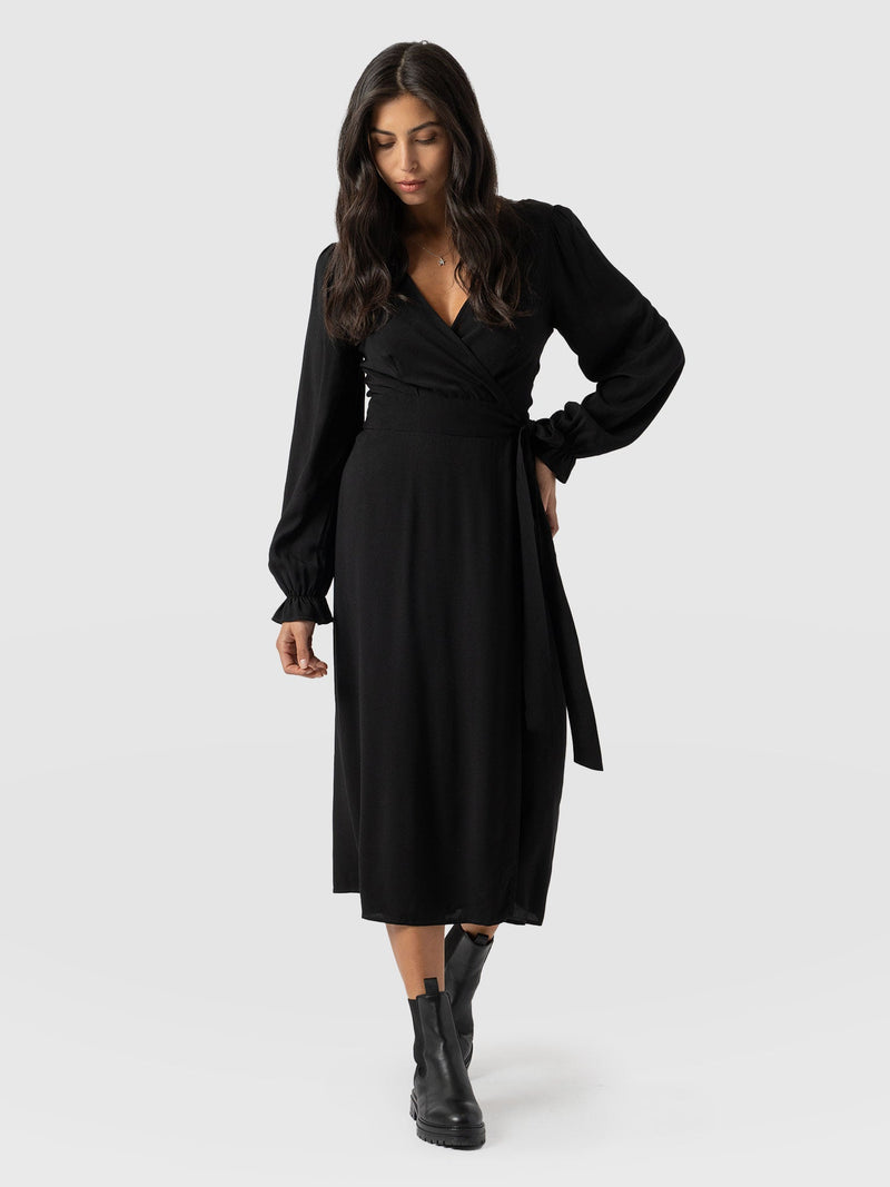 Bonnie Wrap Dress Black - Women's Dresses | Saint + Sofia® USA