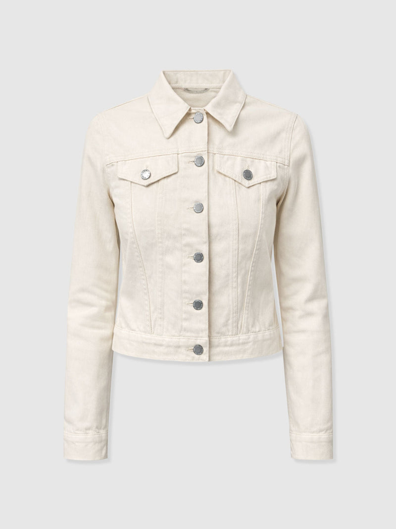 Bowie Denim Jacket - Cream - Women's Jackets | Saint + Sofia® USA