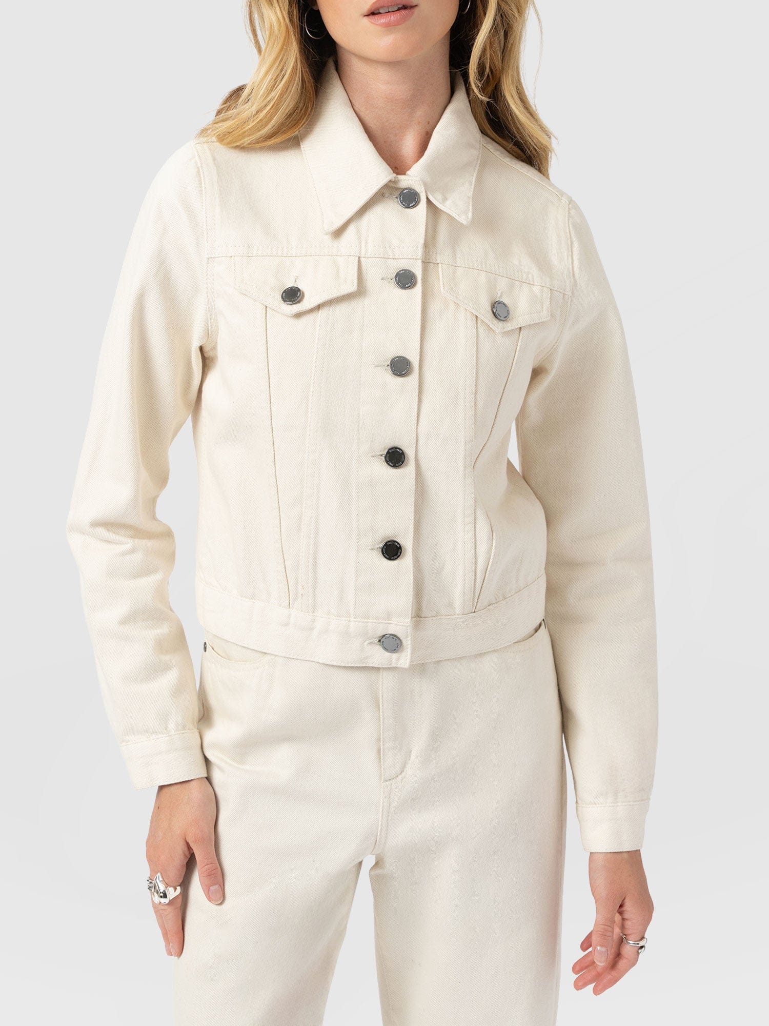 Bowie Denim Jacket - Cream - Women's Jackets | Saint + Sofia® USA