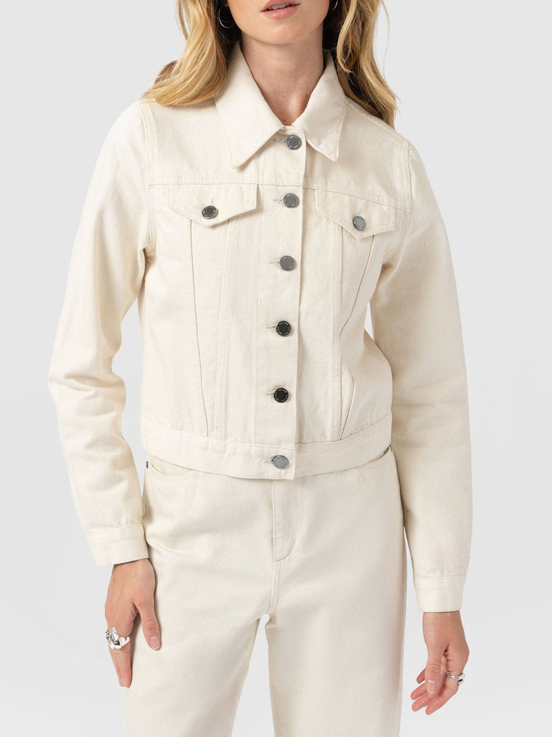 Bowie Denim Jacket - Cream - Women's Jackets | Saint + Sofia® USA