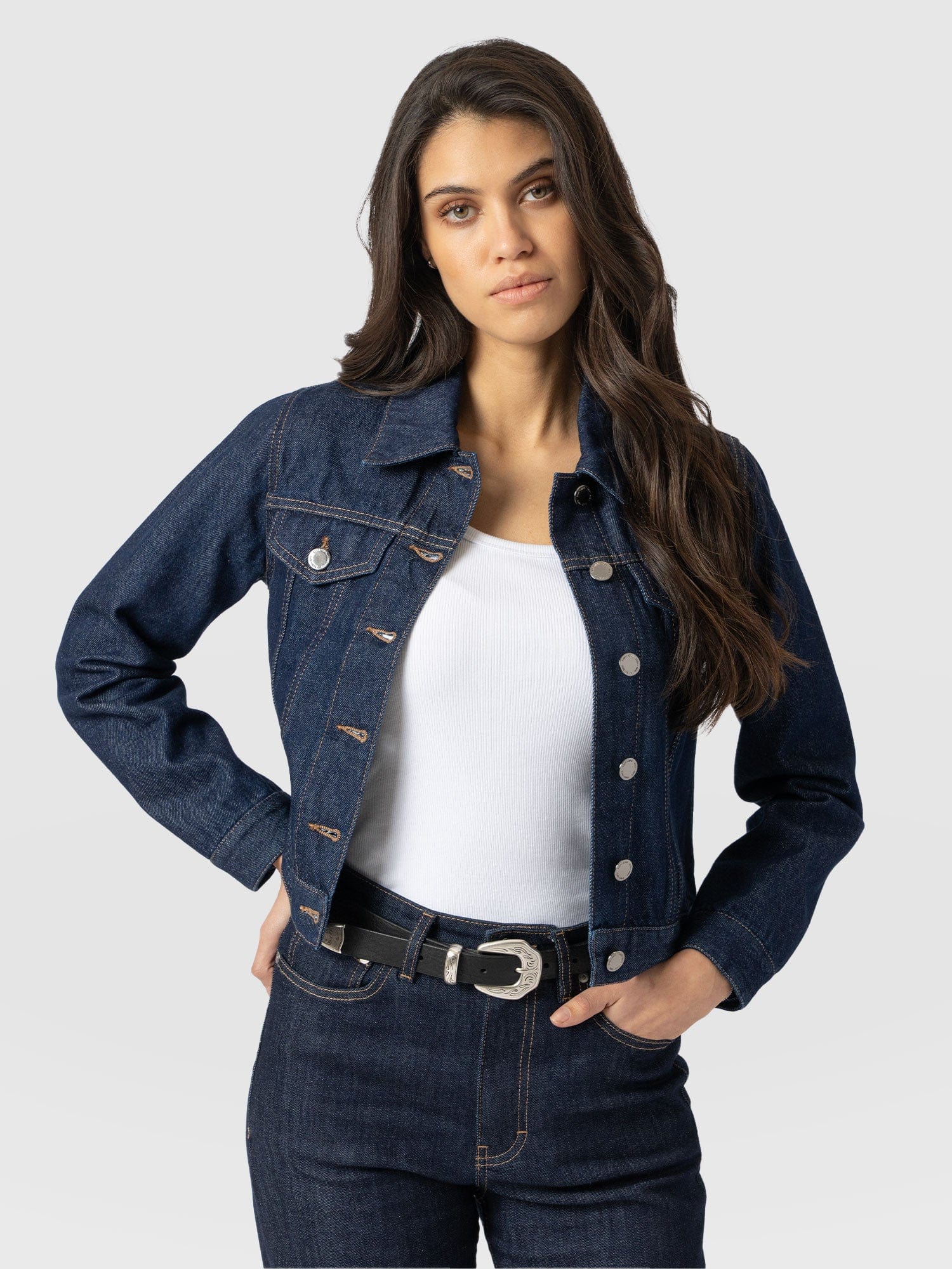 Bowie Denim Jacket - Indigo Blue - Women's Jackets | Saint + Sofia® USA