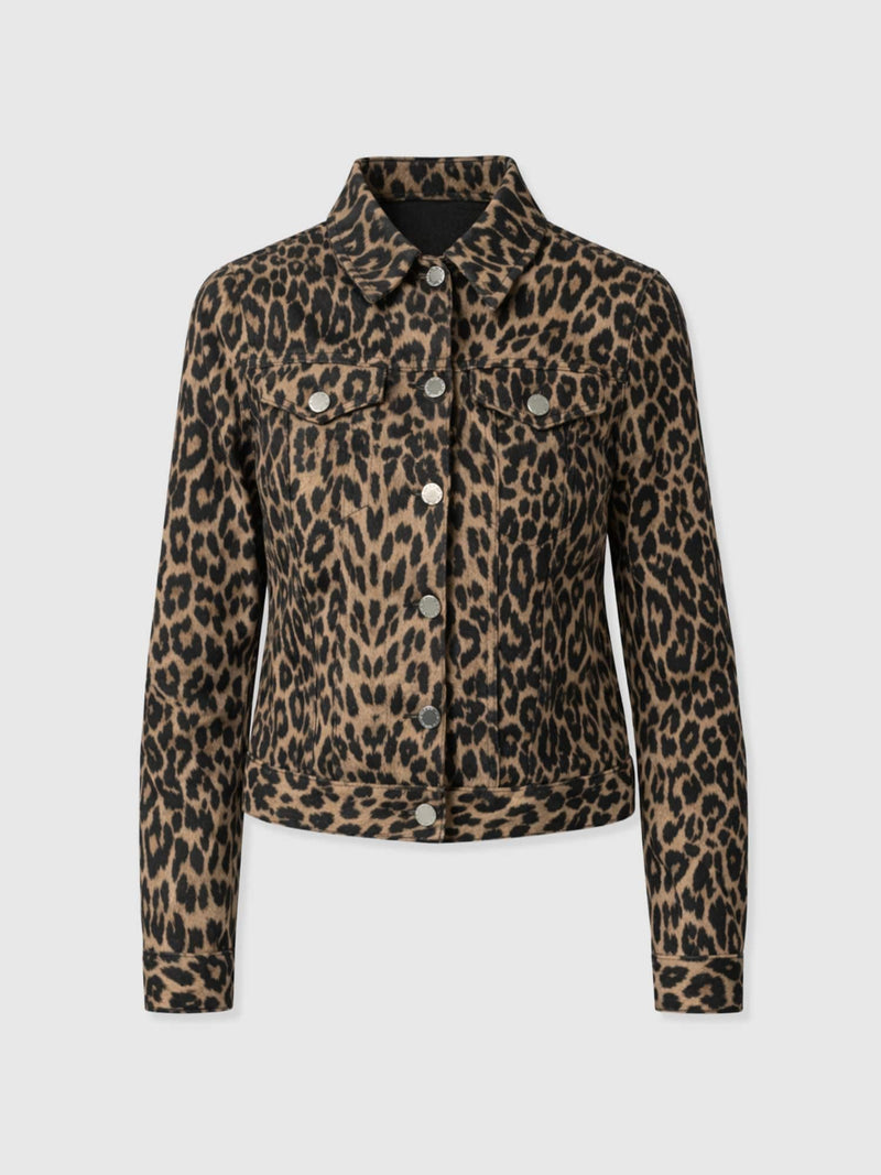 Bowie Denim Jacket - Leopard - Women's Jackets | Saint + Sofia® USA