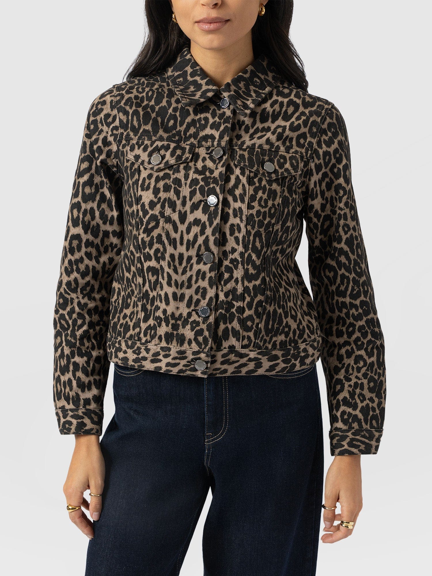 Bowie Denim Jacket - Leopard - Women's Jackets | Saint + Sofia® USA