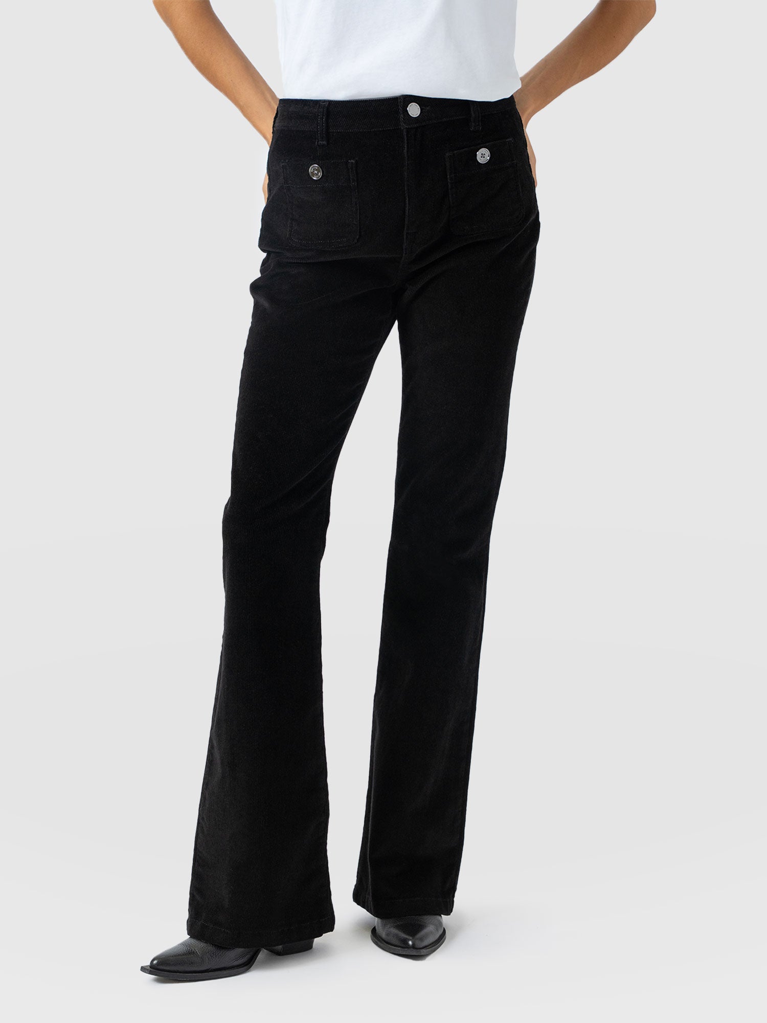 Bowie Flared Pant - Black Cord - Women's Pants | Saint + Sofia® USA