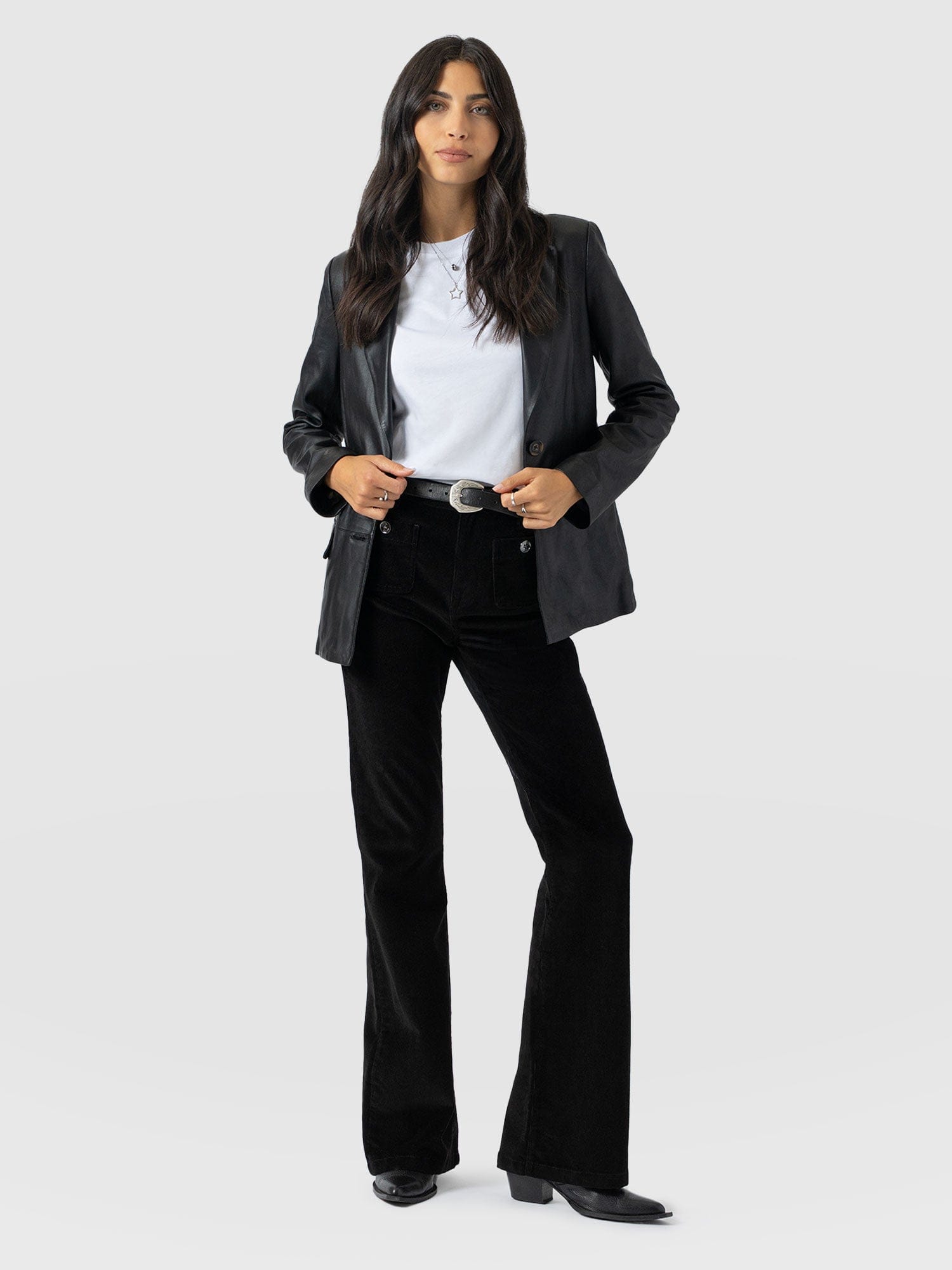 Bowie Flared Pant - Black Cord - Women's Pants | Saint + Sofia® USA