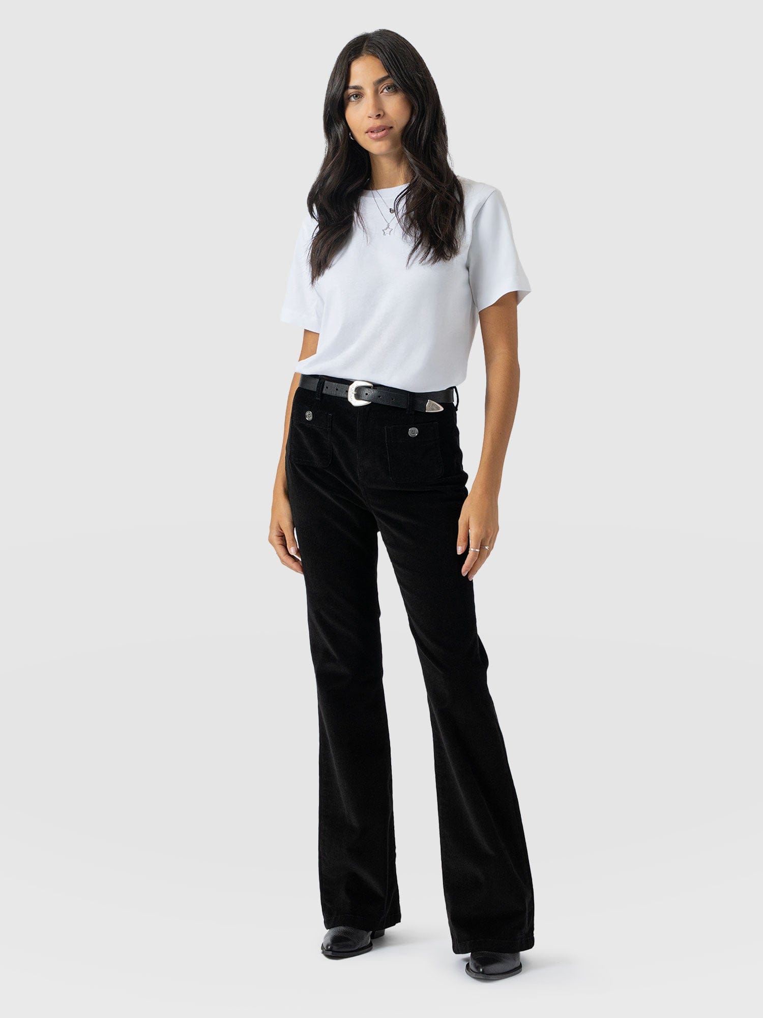 Bowie Flared Pant - Black Cord - Women's Pants | Saint + Sofia® USA