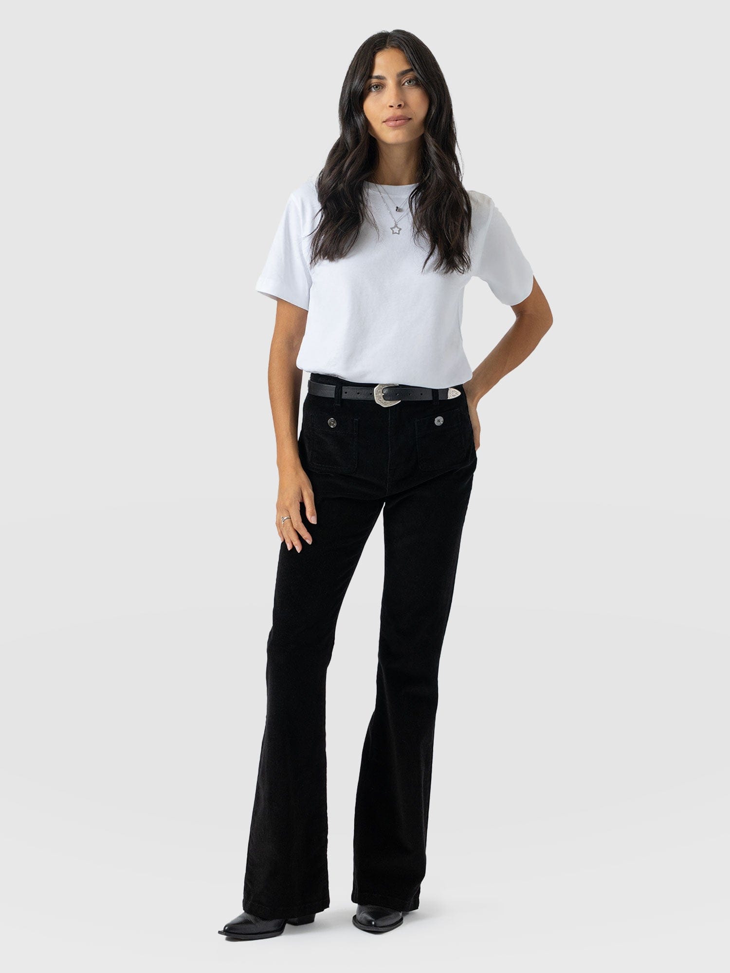 Bowie Flared Pant - Black Cord - Women's Pants | Saint + Sofia® USA