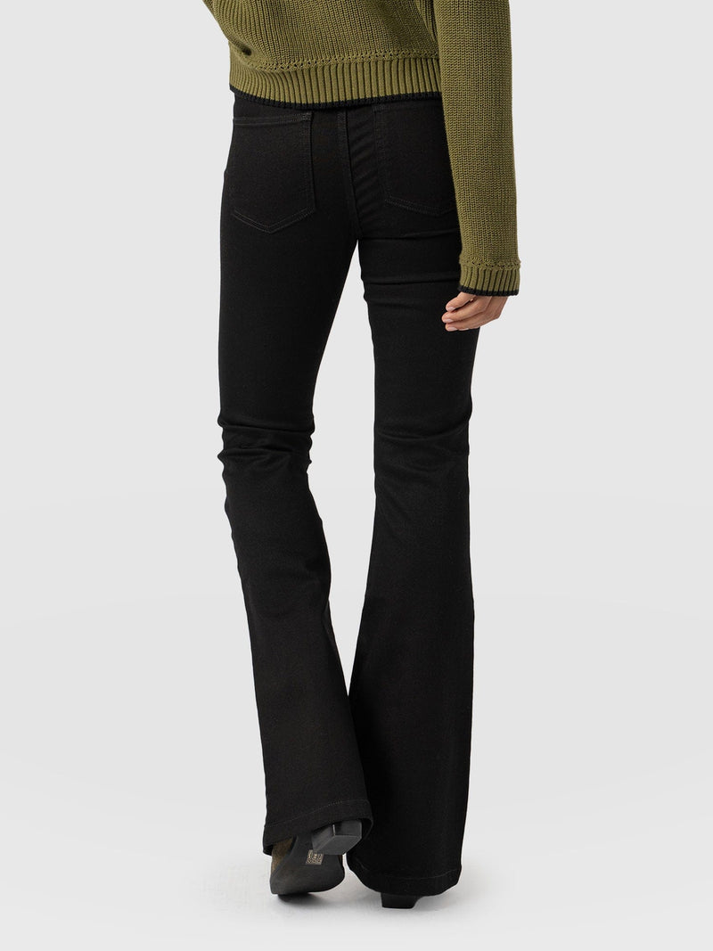Bowie Stretch Flare Jean - Jet Black - Women's Denims | Saint + Sofia® USA