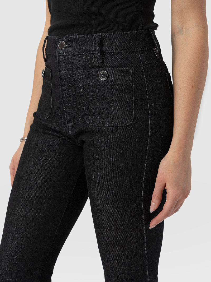 Bowie Stretch Flare Jeans Black Wash - Women's Jeans | Saint + Sofia® USA