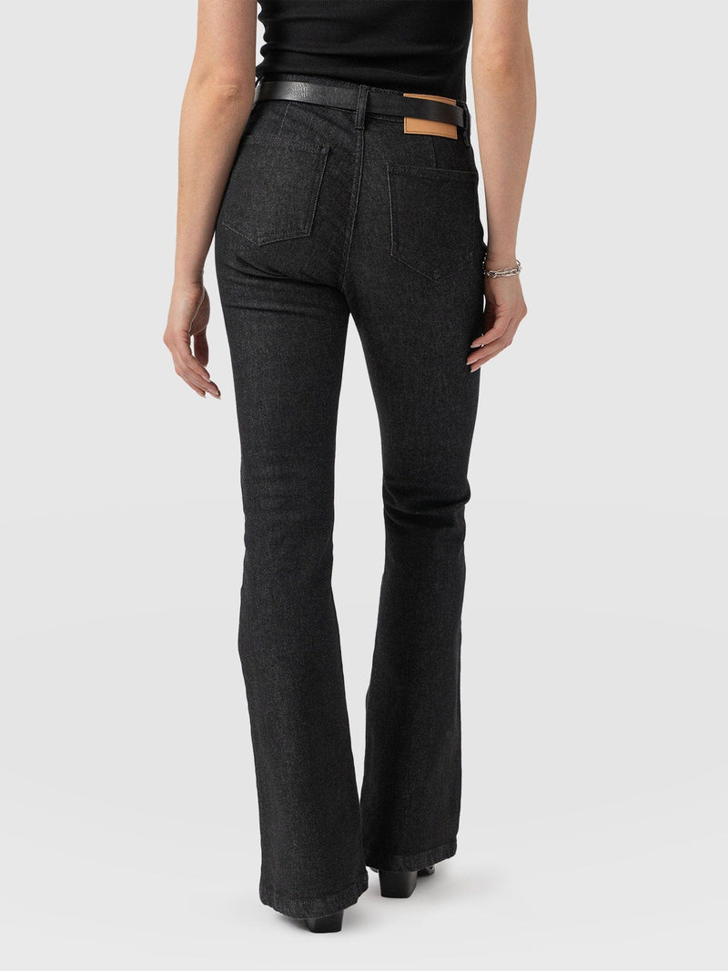 Bowie Stretch Flare Jeans Black Wash - Women's Jeans | Saint + Sofia® USA