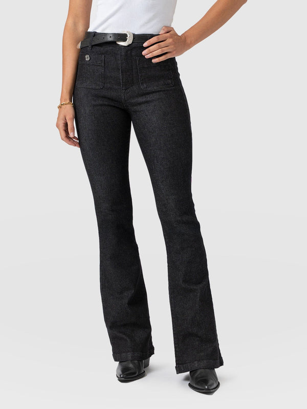 Bowie Stretch Flare Jeans Black Wash - Women's Jeans | Saint + Sofia® USA