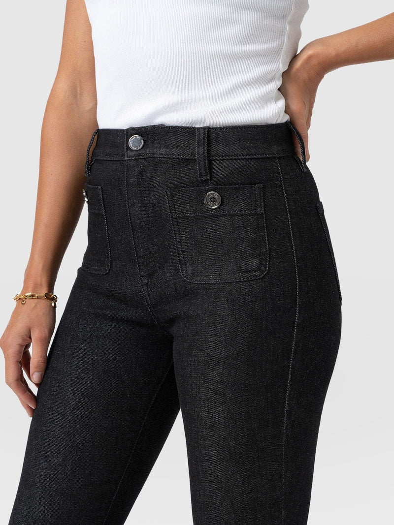 Bowie Stretch Flare Jeans Black Wash - Women's Jeans | Saint + Sofia® USA