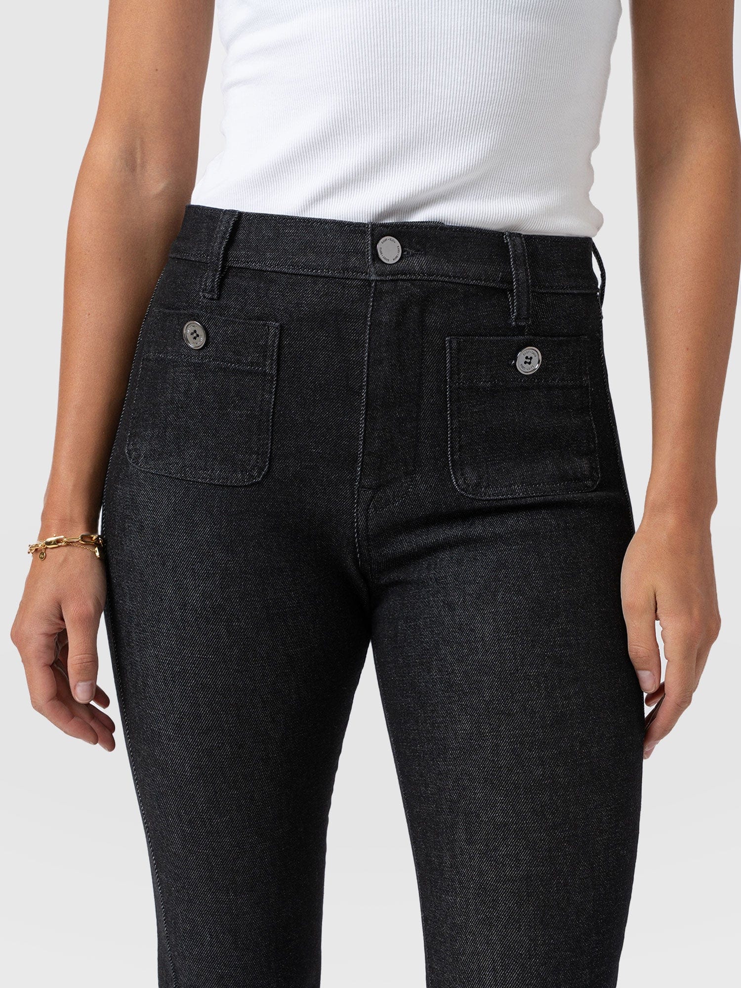 Bowie Stretch Flare Jeans Black Wash - Women's Jeans | Saint + Sofia® USA