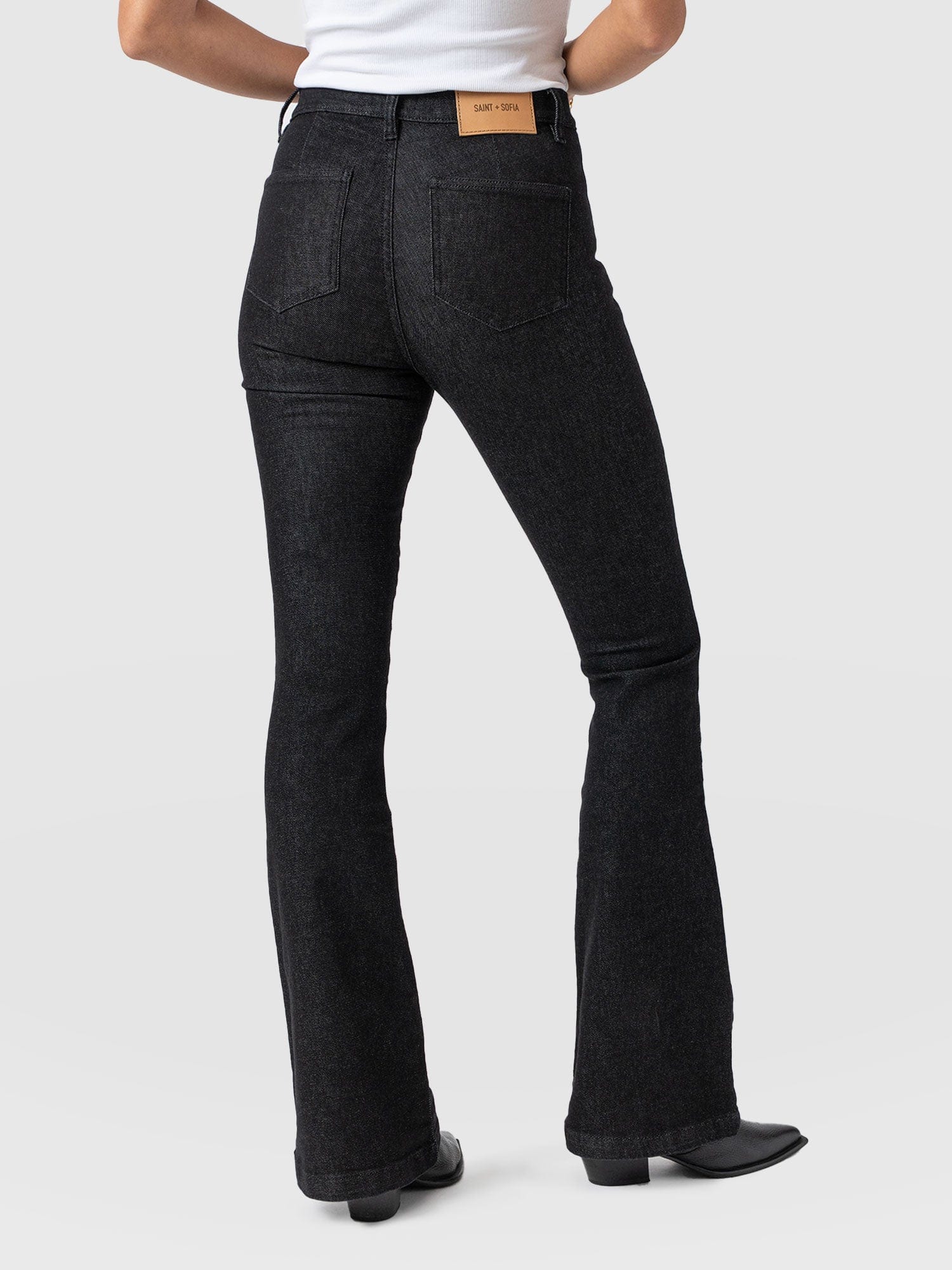 Bowie Stretch Flare Jeans Black Wash - Women's Jeans | Saint + Sofia® USA