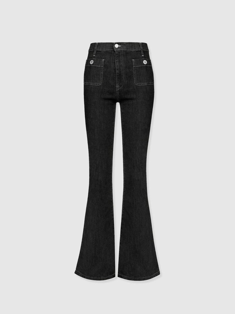 Bowie Stretch Flare Jeans Black Wash - Women's Jeans | Saint + Sofia® USA