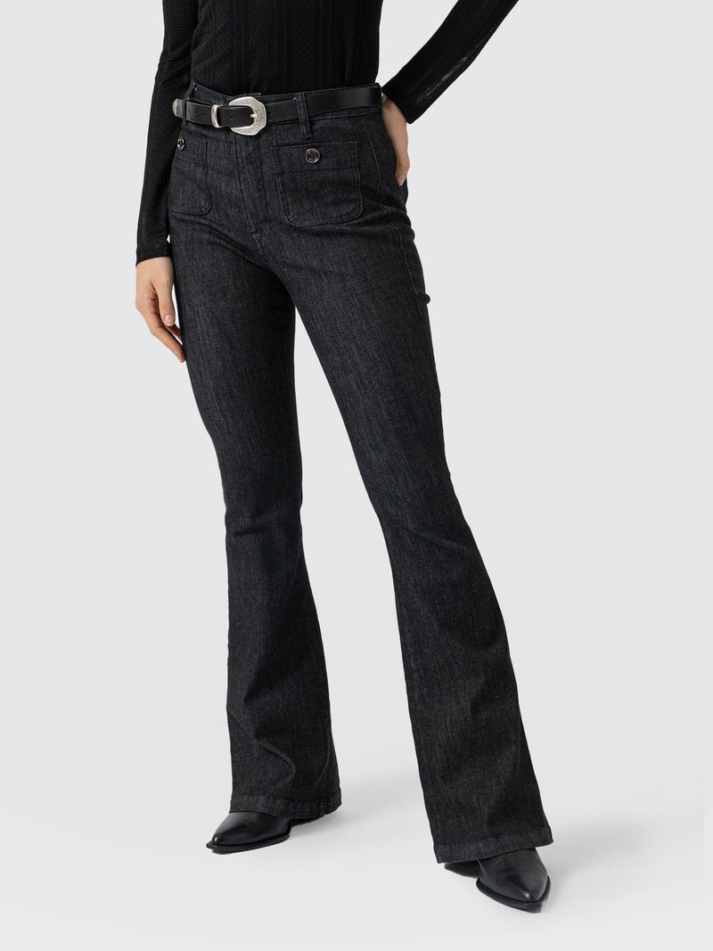 Bowie Stretch Flare Jeans Black - Women's Jeans | Saint + Sofia® US