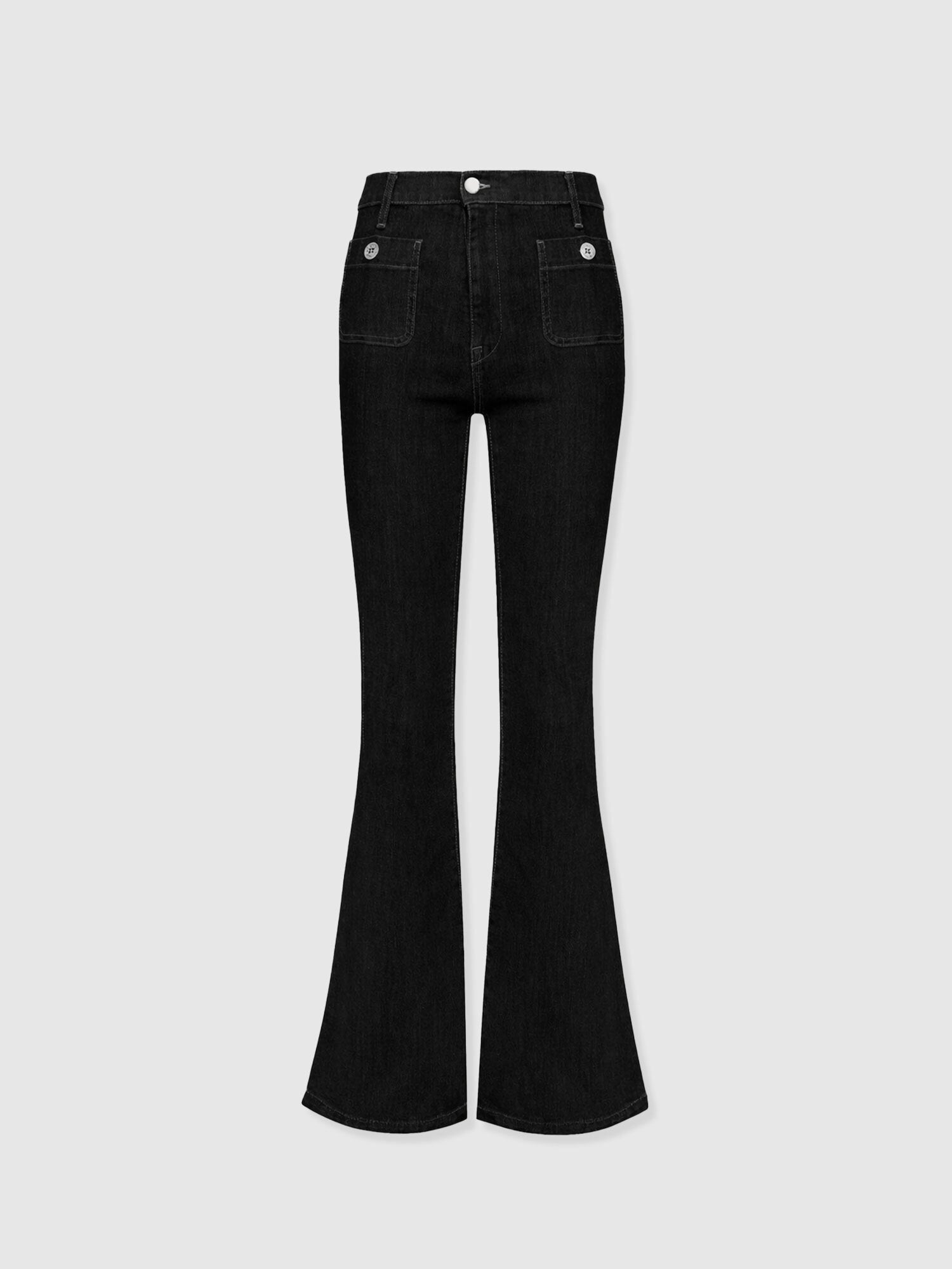 Bowie Stretch Flare Jeans - Jet Black - Women's Denims | Saint + Sofia® USA