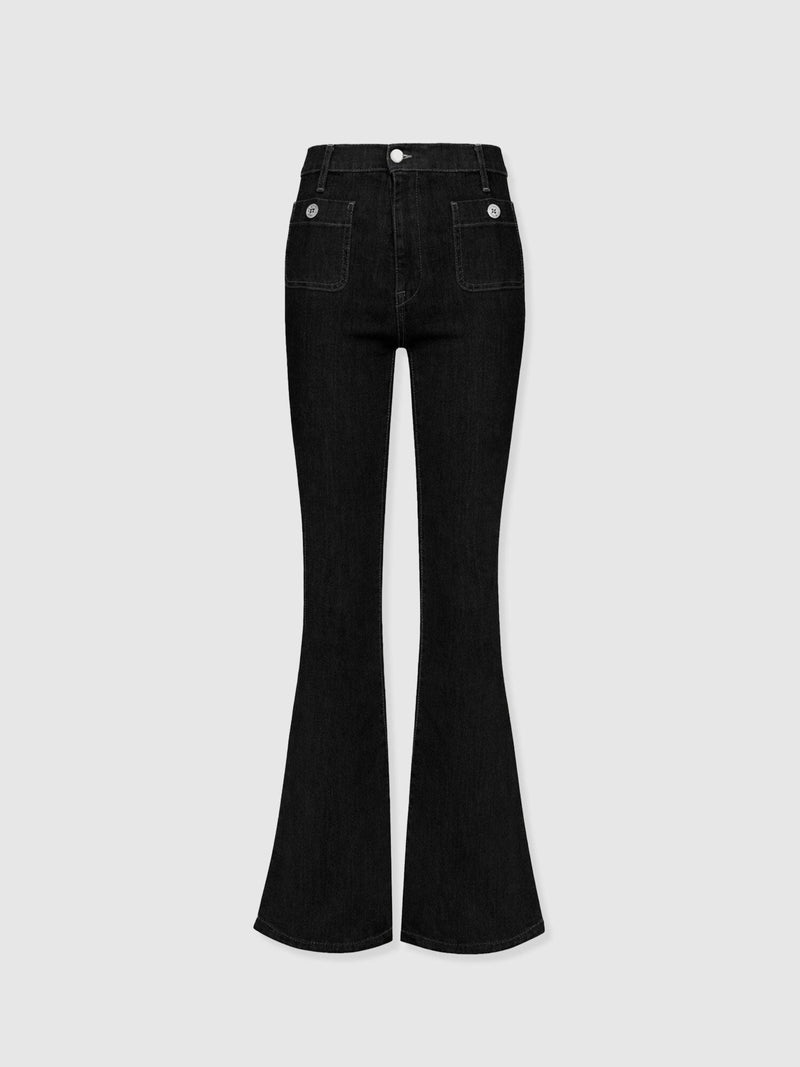 Bowie Stretch Flare Jeans - Jet Black - Women's Denims | Saint + Sofia® USA