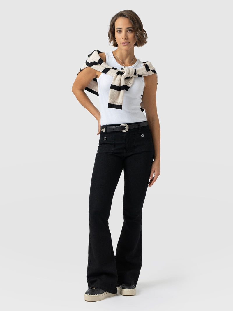 Bowie Stretch Flare Jeans Jet Black - Women's Jeans | Saint + Sofia® US