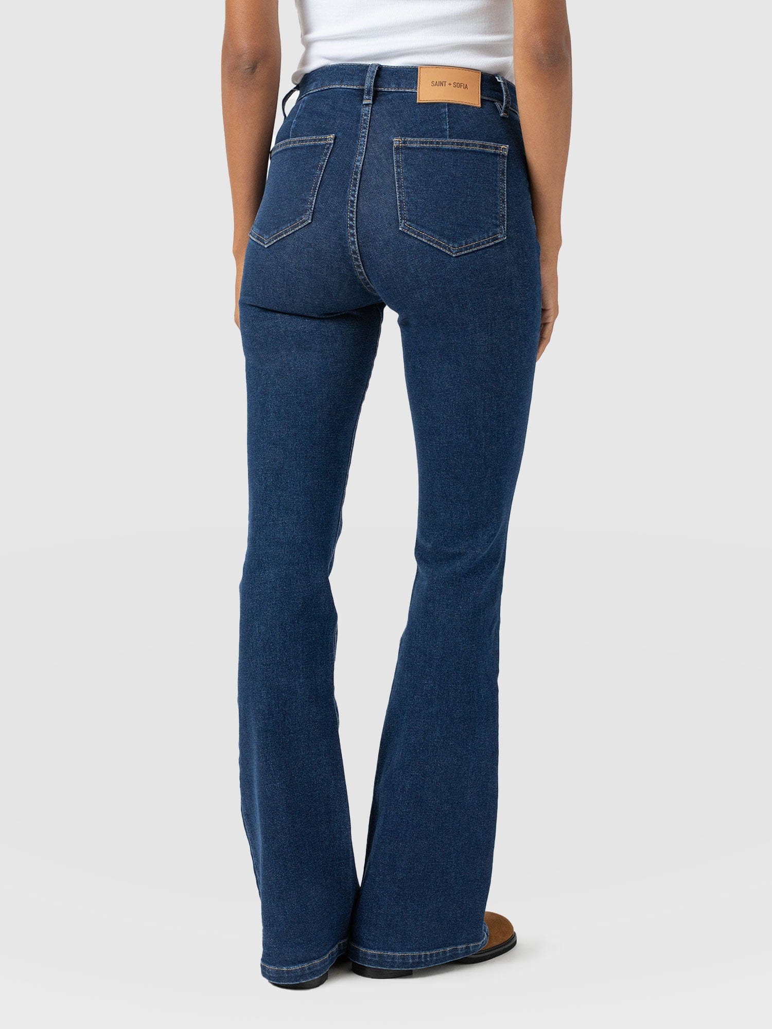 Bowie Stretch Flare Jeans Mid Blue - Women's Jeans | Saint + Sofia® US