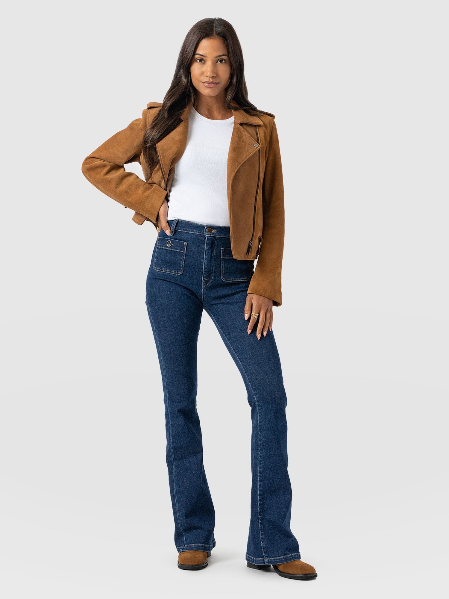 Bowie Stretch Flare Jeans Mid Blue - Women's Jeans | Saint + Sofia® US