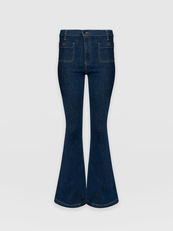 Bowie Stretch Flare Jeans Mid Blue - Women's Jeans | Saint + Sofia® US