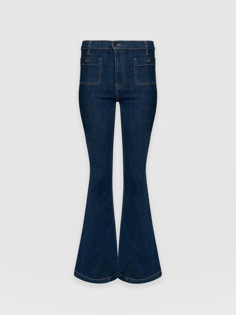 Bowie Stretch Flare Jeans Mid Blue - Women's Jeans | Saint + Sofia® US