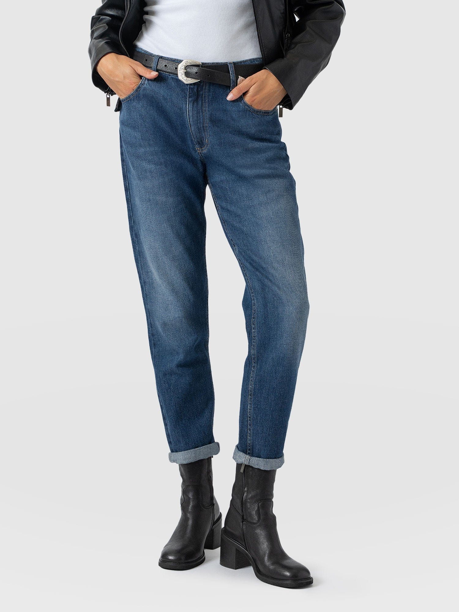 Boyfriend Jeans Mid Blue - Women's Jeans | Saint + Sofia® USA