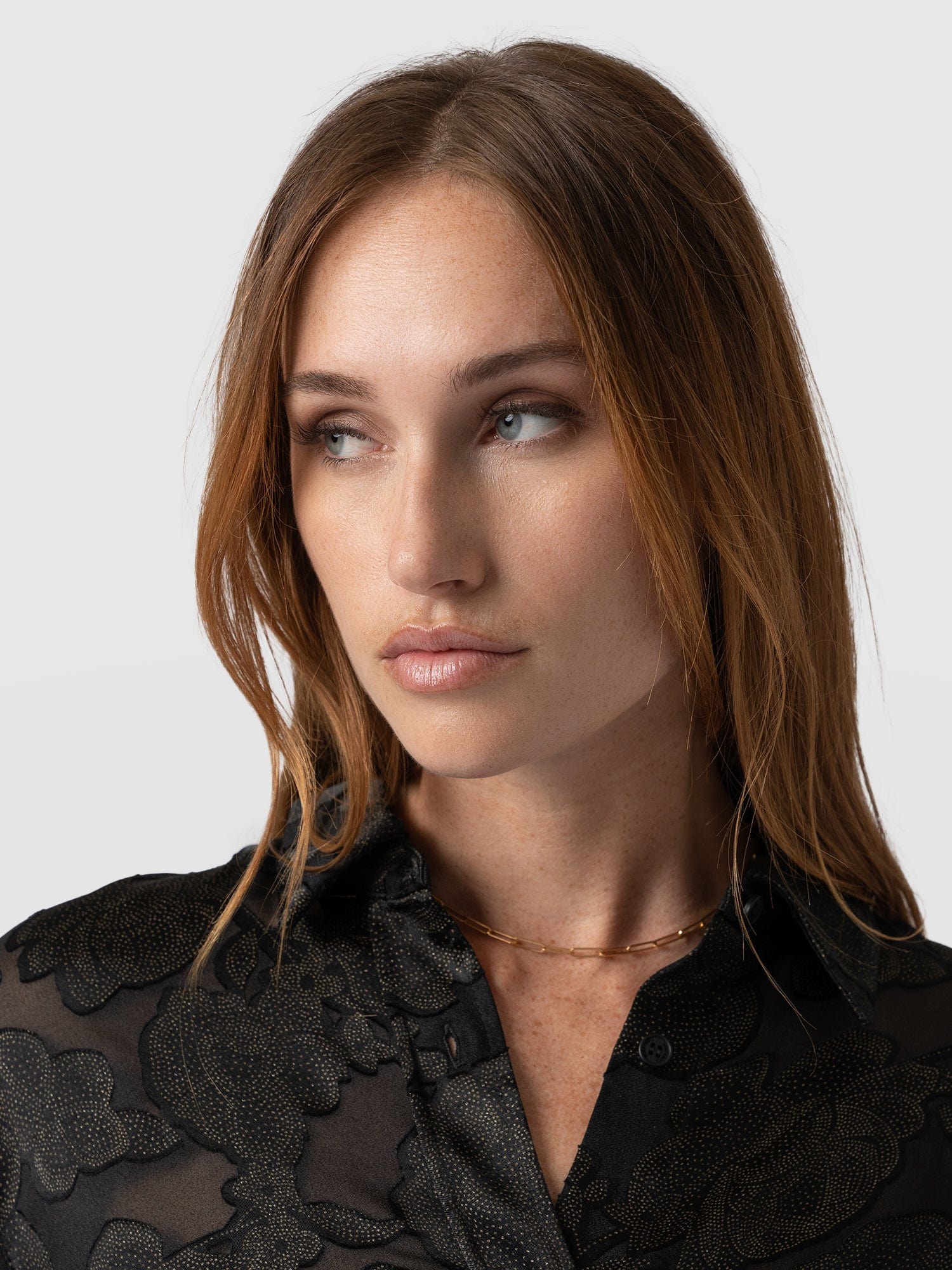 Boyfriend Shirt Black & Gold Floral Burnout - Women's Shirts | Saint + Sofia® USA