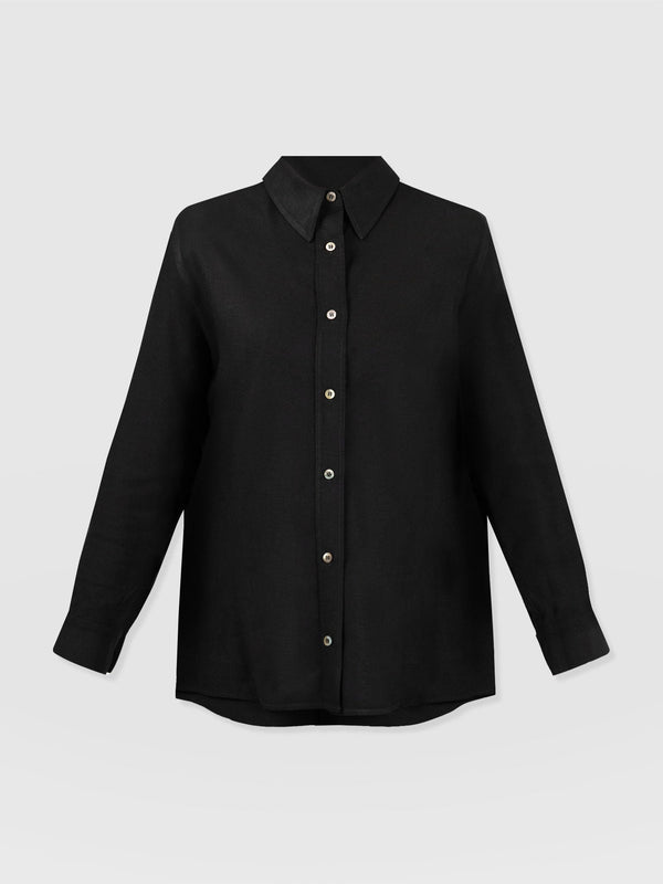 Boyfriend Shirt Black - Women's Linen Shirts | Saint + Sofia® USA