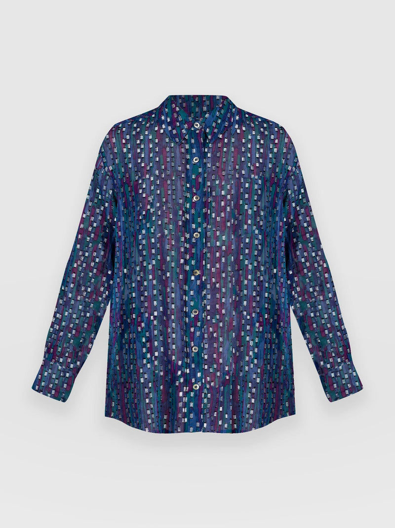 Boyfriend Shirt Blue Fleck - Women's Shirts | Saint + Sofia® USA