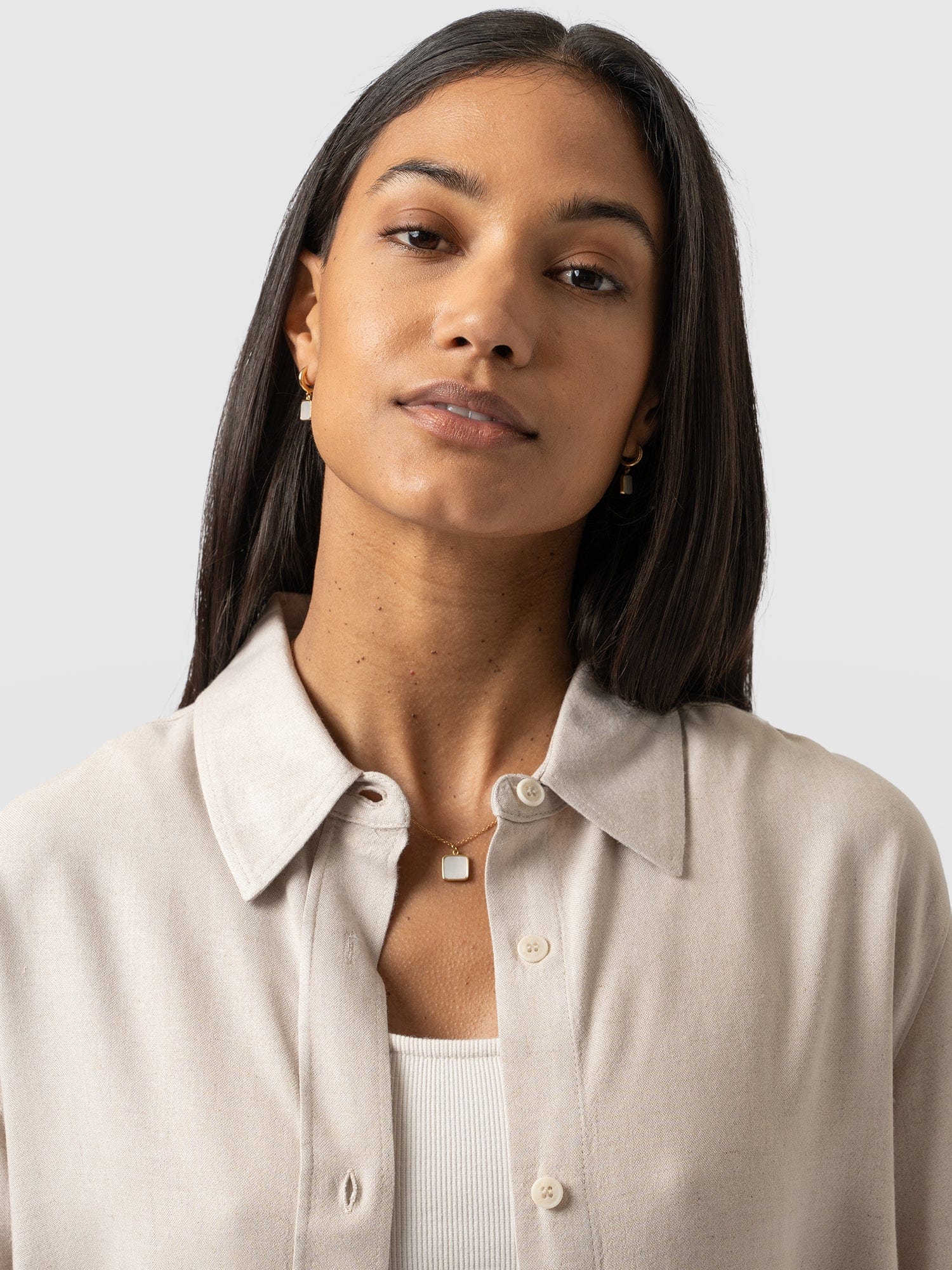 Boyfriend Shirt Oatmeal - Women's Linen Shirts | Saint + Sofia® USA