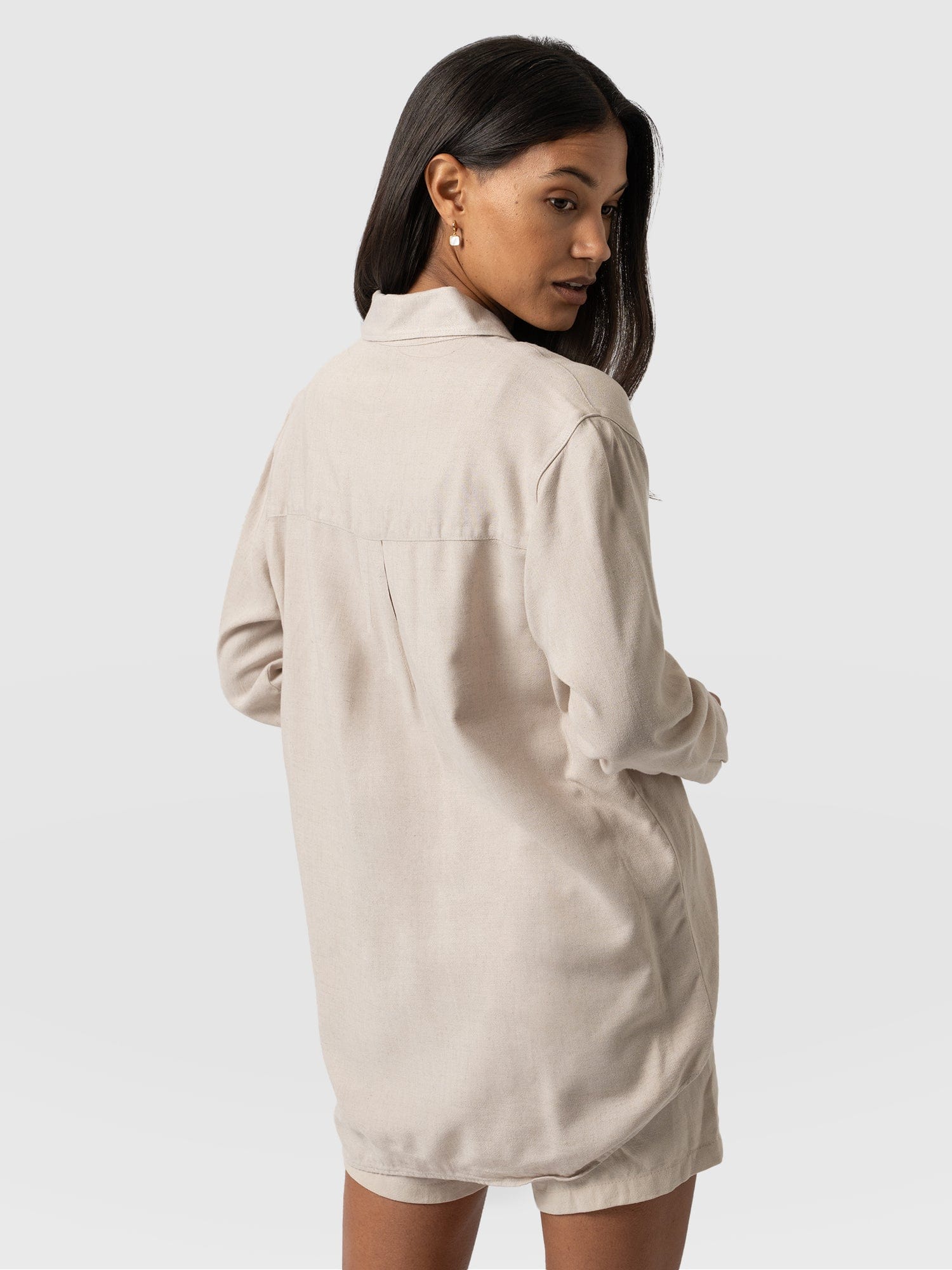 Boyfriend Shirt Oatmeal - Women's Linen Shirts | Saint + Sofia® USA