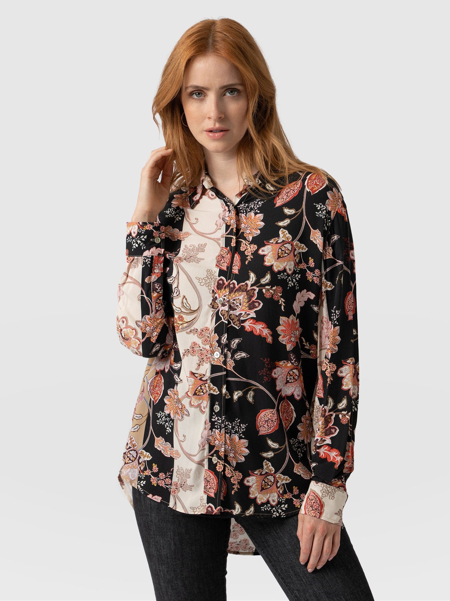 Boyfriend Shirt Paisley Stripe - Women's Shirts | Saint + Sofia® USA