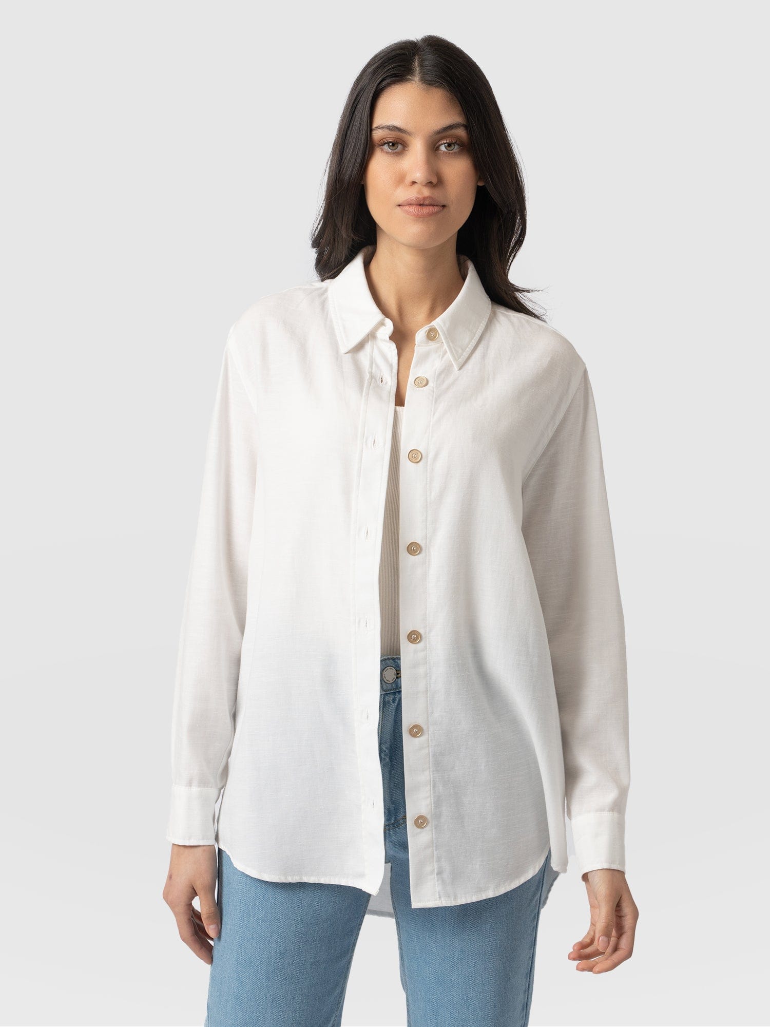 Boyfriend Shirt White - Women's Shirts | Saint + Sofia® USA – Saint ...