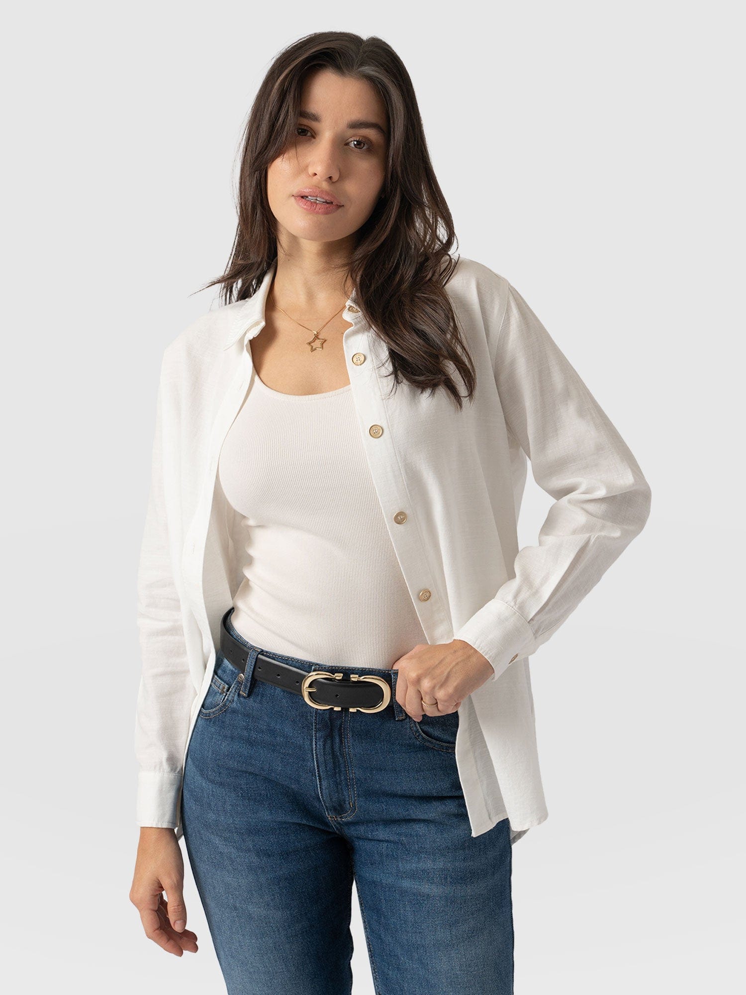 Boyfriend Shirt White - Women's Shirts | Saint + Sofia® USA