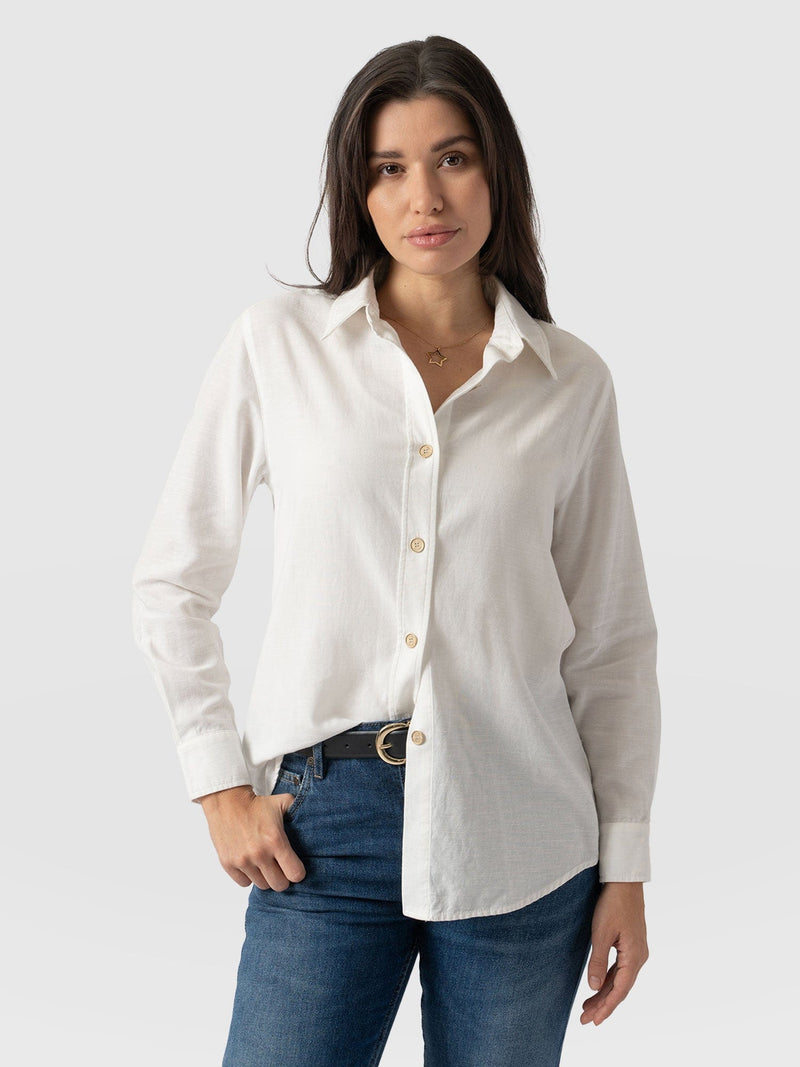 Boyfriend Shirt White - Women's Shirts | Saint + Sofia® USA