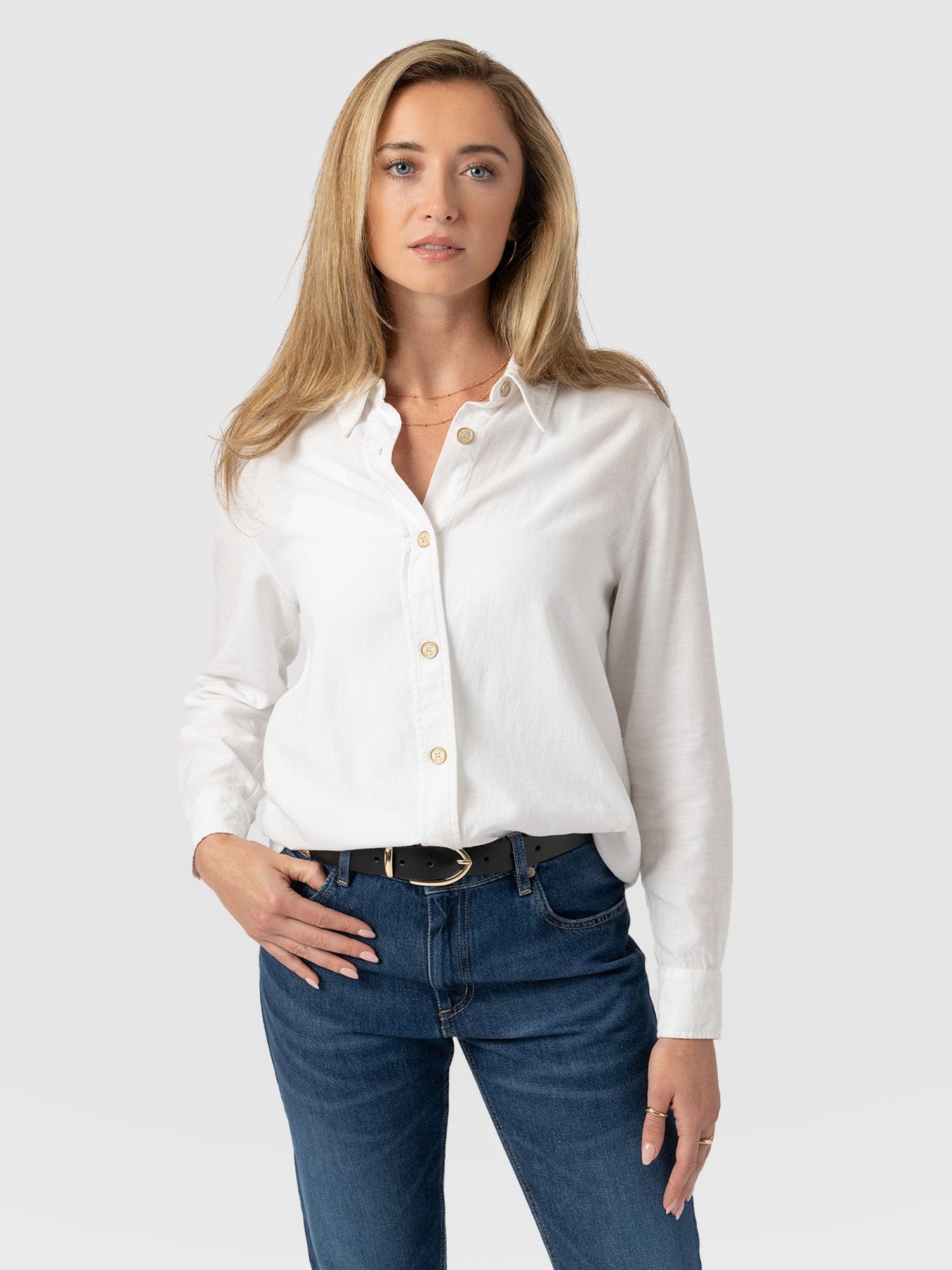 Boyfriend Shirt White - Women's Shirts | Saint + Sofia® USA