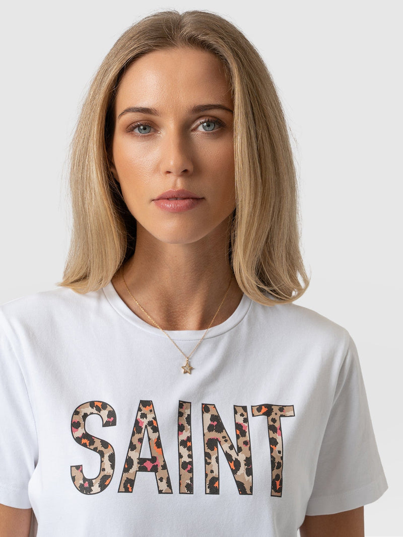 Boyfriend Tee White Blush Leopard - Women's T-Shirts | Saint + Sofia® USA