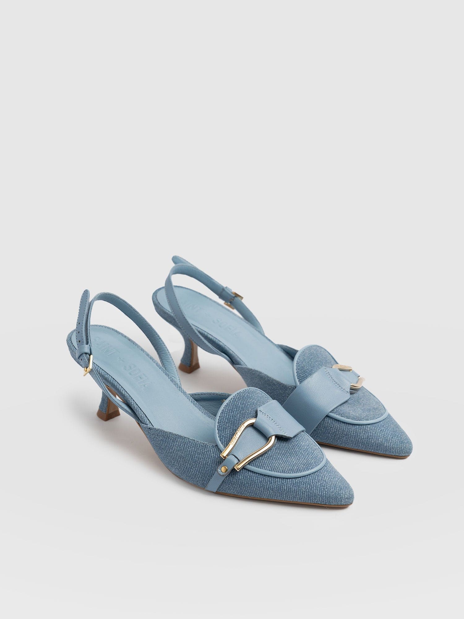 Bridget Sling Back Heels - Blue Denim - Women's Sandalss | Saint + Sofia® USA