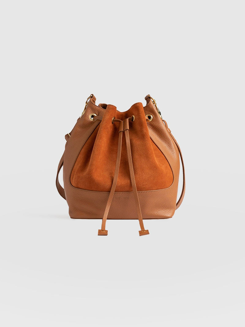 Brompton Bucket Bag Brown Pebble - Women's Leather Bags | Saint + Sofia® USA